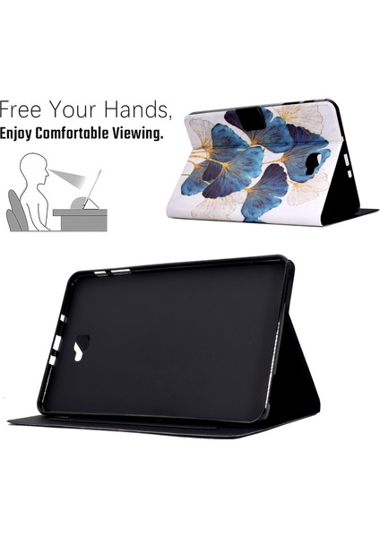 Samsung Galaxy Tab A 10.1 (2016) T580 T585 Deri Desenli Baskılı Kart Yuvaları Yaprak Tablet Kılıfı (Yurt Dışından)