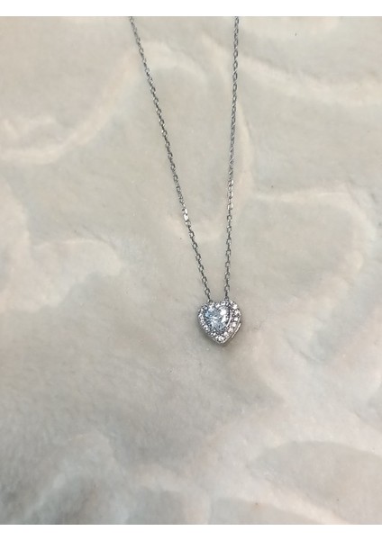Swarovski Taş Kalp Gümüş Kolye