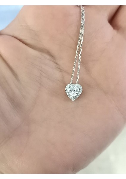 Swarovski Taş Kalp Gümüş Kolye modelleri