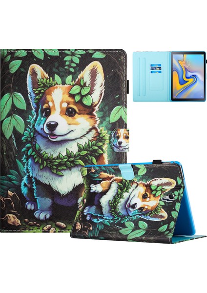 Samsung Galaxy Tab A 10.5 (2018) T590 T595 Deri Kart Yuvaları Standı Corgi Tablet Kılıfı (Yurt Dışından)