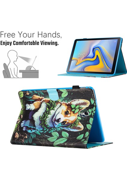 Samsung Galaxy Tab A 10.5 (2018) T590 T595 Deri Kart Yuvaları Standı Corgi Tablet Kılıfı (Yurt Dışından)