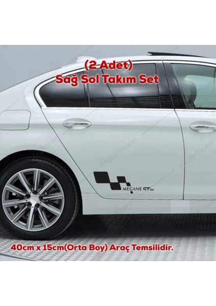 Renault Megane Gt Line Kapı Altı Sag Sol Takım Set Oto Sticker Siyah 40*15 Cm