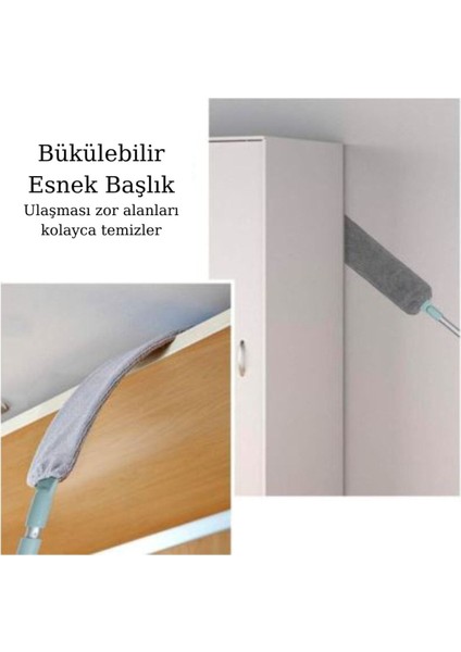 Tekno Trust Sihirli Mikrofiber Silgi Başucu Toz Fırçası Uzun Saplı Paspas Süpürme