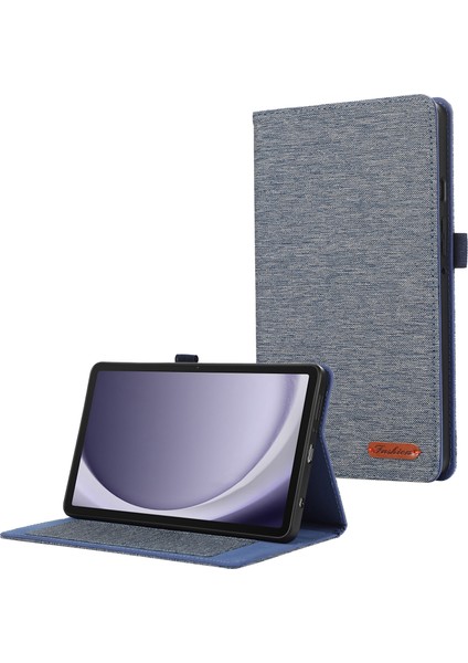 Samsung Galaxy Tab A9 Kumaş Doku Folyo Standı Deri Kart Yuvası Tablet Kılıfı (Yurt Dışından)