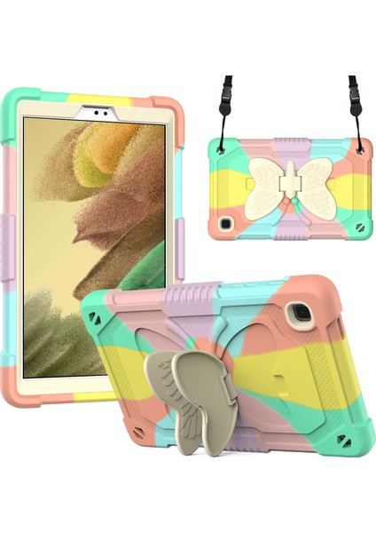 Şekli mı Renk Kontrastlı Samsung Galaxy Tab A7 Lite Için Omuz Askılı 8 7 Inç Renkli gül Tablet Kılıfı (Yurt Dışından)