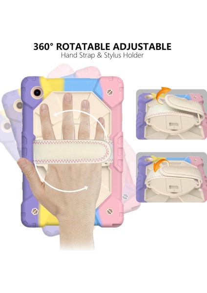 Samsung Galaxy Tab A8 10.5 (2021 2022) Için Şık Pc Silikon El Kayışı Kick Stand mı Renkli Tablet Kılıfı (Yurt Dışından) fırsatları