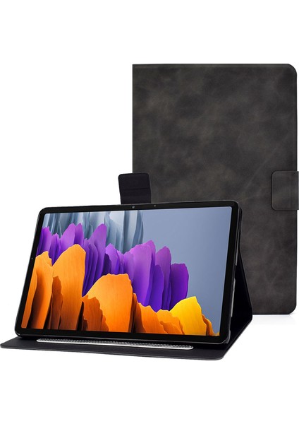 Samsung Galaxy Tab S7 SM T870 T875 S8 SM X700 X706 Buzağı Dokulu Deri Kart Tutucu Standı Iyi Korumalı Kabuk Gri Tablet Kılıfı (Yurt Dışından)