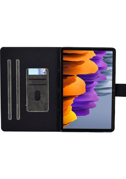 Samsung Galaxy Tab S7 SM T870 T875 S8 SM X700 X706 Buzağı Dokulu Deri Kart Tutucu Standı Iyi Korumalı Kabuk Gri Tablet Kılıfı (Yurt Dışından)