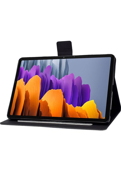 Samsung Galaxy Tab S7 SM T870 T875 S8 SM X700 X706 Buzağı Dokulu Deri Kart Tutucu Standı Iyi Korumalı Kabuk Gri Tablet Kılıfı (Yurt Dışından)