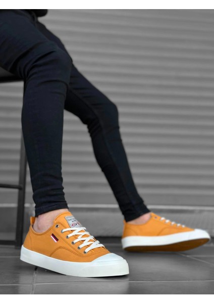 BA0223 Boa Rahat Düz Taban Keten Bağcıklı Sarı Günlük Erkek Ayakkabı modelleri