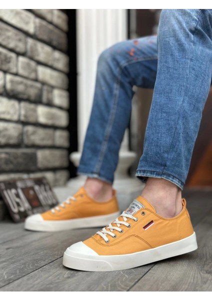 BA0223 Boa Rahat Düz Taban Keten Bağcıklı Sarı Günlük Erkek Ayakkabı indirimleri