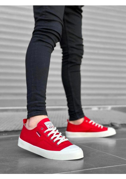 BA0223 Boa Rahat Düz Taban Keten Bağcıklı Kırmızı Günlük Erkek Ayakkabı modelleri