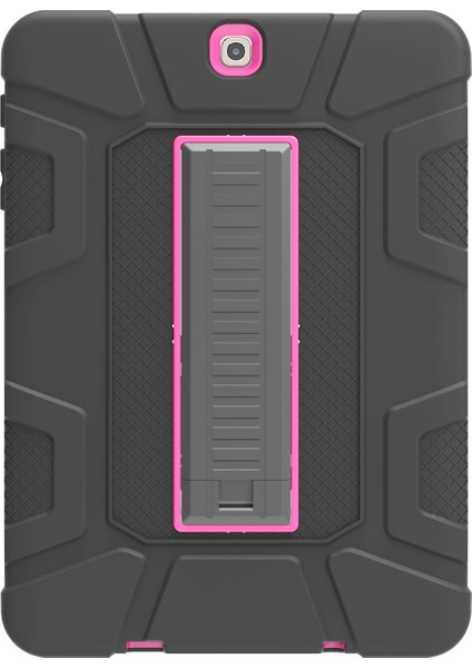 Anti Toz Hibrit Tpu Plastik Koruyucu Samsung Galaxy Tab S2 9.7 T810 T815 SIYAH GÜL Için Tekme Standlı Tablet Kılıfı (Yurt Dışından)