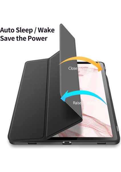 Samsung Galaxy Tab S9 Pu Deri Üç Katlı Stand Akıllı Kalem Tutucu Tablet Kılıfı (Yurt Dışından)
