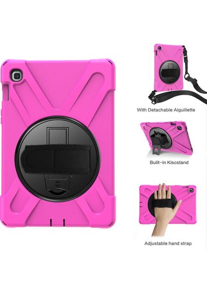 X Shape 360 ​​derece Dönebilen Pc Silikon Combo Kabuk Samsung Galaxy Tab S5E SM T720 ROSE Için Omuz Askısı Tablet Kılıfı (Yurt Dışından)