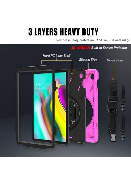 X Shape 360 ​​derece Dönebilen Pc Silikon Combo Kabuk Samsung Galaxy Tab S5E SM T720 ROSE Için Omuz Askısı Tablet Kılıfı (Yurt Dışından)