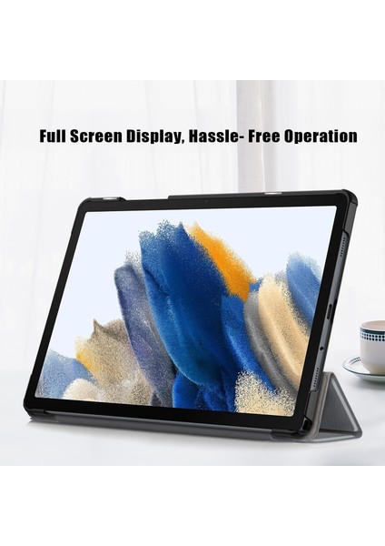 Samsung Galaxy Tab A9 X210 X216 X218 Pu Deri Akıllı Üç Katlı Stand Gri Tablet Kılıfı (Yurt Dışından)