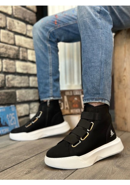 BA0142 Bantlı Erkek Yüksek Taban Siyah Spor Bot fiyatları
