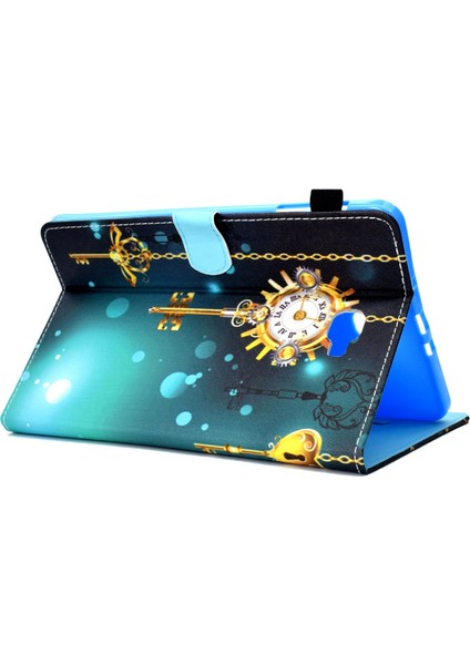 Samsung Galaxy Tab A 10.1 (T580 T585) Için Anti Drop Deri Dikişli Manyetik Kapatma Standı Kart Yuvaları Tablet Kılıfı (Yurt Dışından)