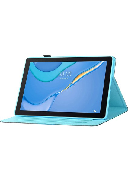 Samsung Galaxy Tab A9 Desen Baskı Dikiş Deri Fil Tablet Kılıfı (Yurt Dışından)