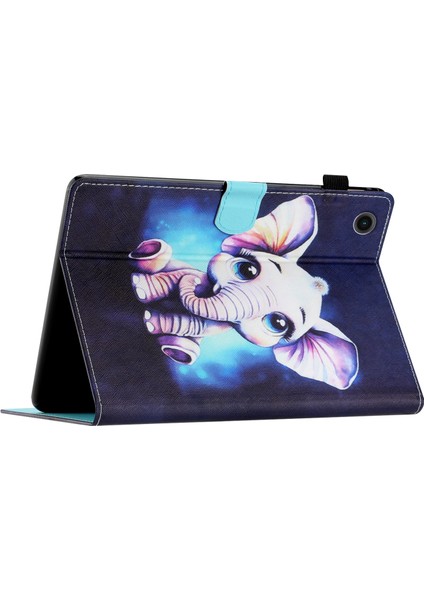 Samsung Galaxy Tab A9 Desenli Otomatik Uyku uyandırma Pu Deri Fil Tablet Kılıfı (Yurt Dışından) modelleri