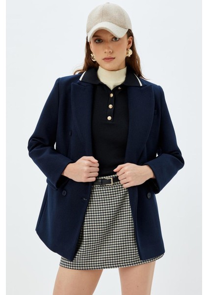 x Sima Tarkan - Kazayağı Desenli Mini Etek Şortlu Kemerli Pile Detaylı 5WAK70025UW