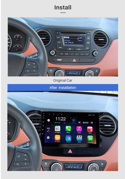 Hyundaı I10 2014-2017 Multimedya Navigasyon Usb Kamera Carplayer 6 Ram modelleri