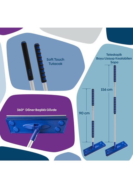 Tekno Trust Mikrofiber Mop Bez Üçlü Islak Kuru Duvar