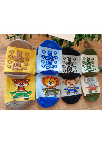4'lü Bearba Desen Erkek Bebe Kaydırmaz Taban Mevsimlik Soket Çorap fiyatları