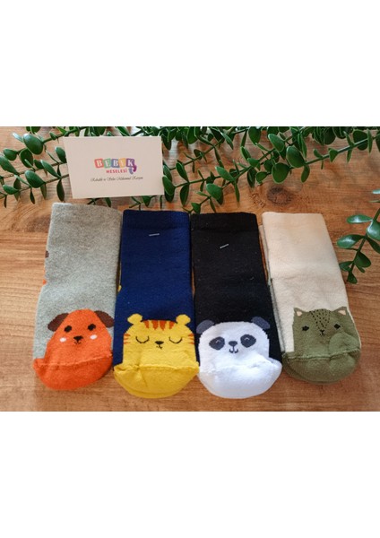 3D Mistar Desen Kaydırmaz Taban Havlu Erkek Bebe Soket Çorap