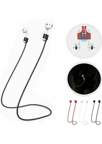 Airpods 1. Nesil, Airpods Pro, 2. Nesil, 3. Nesil, 4. Nesil, Airpods Max Uyumlu Manyetikli Silikon Boyun Askısı Düşmeyi Engelleyen Ip