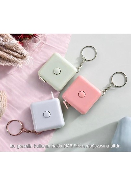 1.5 Metre Otomatik Saran Anahtarlıklı Kare Mezura - 3 Adet - Terzi Mezurası Plastik Makaralı 150 cm modelleri