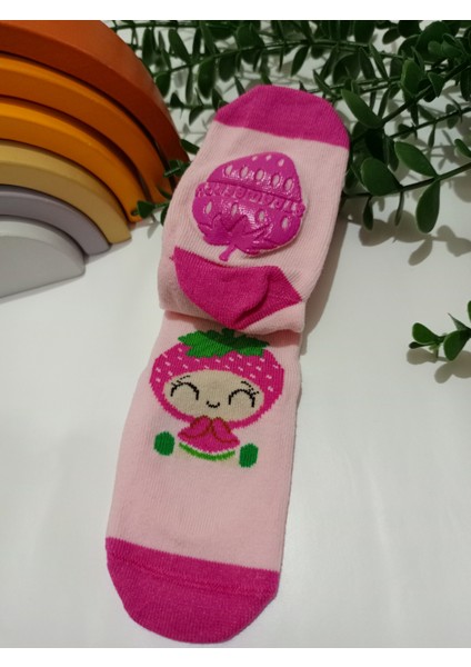 4'lü Stellata Desen Kız Bebe Kaydırmaz Taban Mevsimlik Soket Çorap