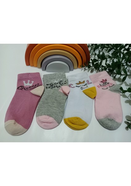 4'lü Ocsar Desen Kız Çocuk Patik Çorap