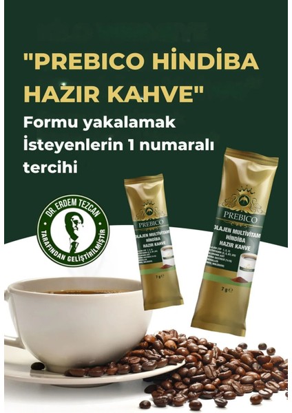Prebiyotik Kolajenli Detoks VitaminliC,e,b7,d3 ve Mineralli Hindiba Kahvesi 30'lu 3 Kutu