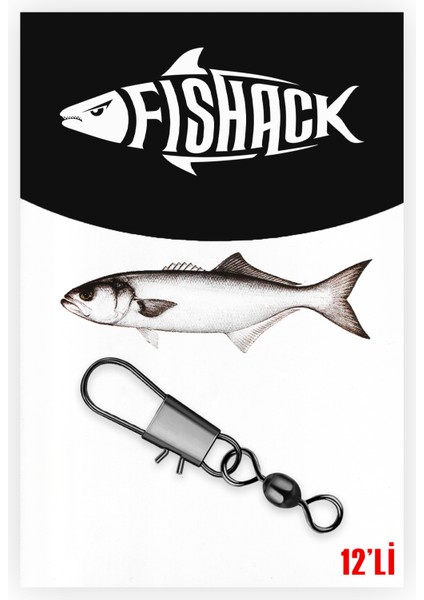 Fishack Paslanmaz Klipsli Fırdöndü Füme No: 7 12'li