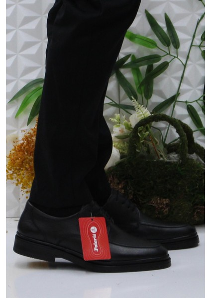 Polaris 107056 Siyah Anatomik 5 Nokta Hafif Rahat Deri Erkek Ayakkabı