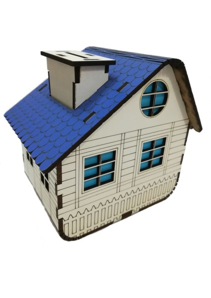 Ahşap Mavi Dağ Evi Kumbara, Dekoratif ve Şık Tasarım, Beyaz Renkli modelleri