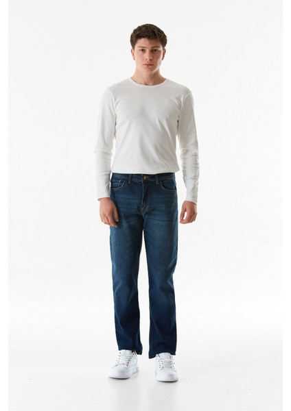 Fermuarlı Straight Jean Pantolon