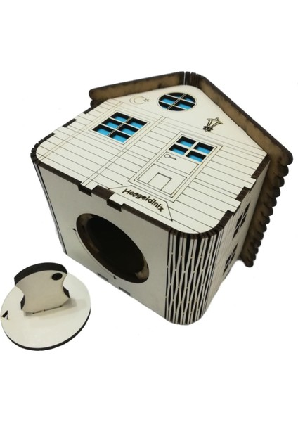 Ahşap Mavi Dağ Evi Kumbara, Dekoratif ve Şık Tasarım, Beyaz Renkli indirimleri