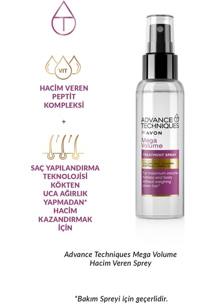Advance Techniques Mega Volume Hacim Veren Saç Spreyi 100 Ml. Ikili Set