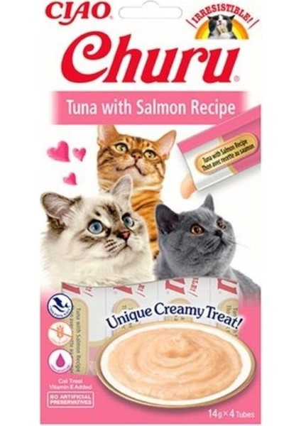 Ciao Churu Cream Ton Balıklı ve Somonlu Kedi Ödül Kreması 4X14GR