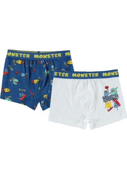 Erkek Çocuk 2'li Boxer Set 2-10 Yaş Koyu Mavi