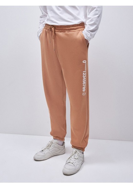 Sloganlı Jogger Camel Eşofman