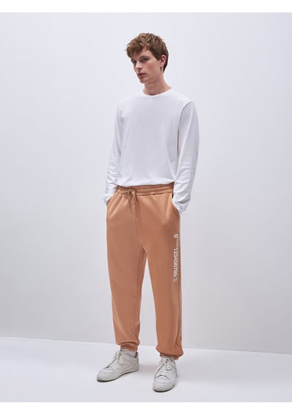 Sloganlı Jogger Camel Eşofman
