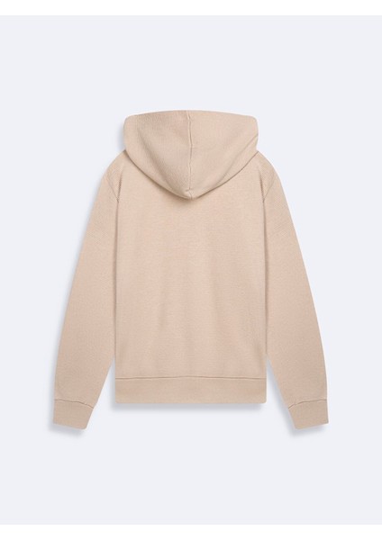 Kadın Kapüşonlu Fermuarlı Bej Sweatshırt fiyatları