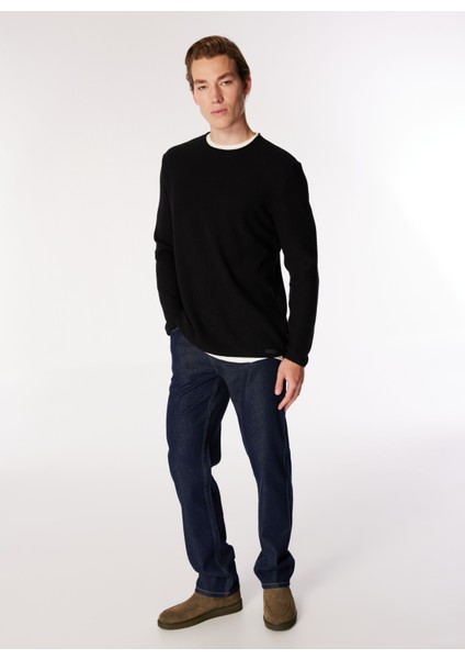 Bisiklet Yaka Basic Düz Siyah Erkek Kazak J4WM-KZK4300 fırsatları