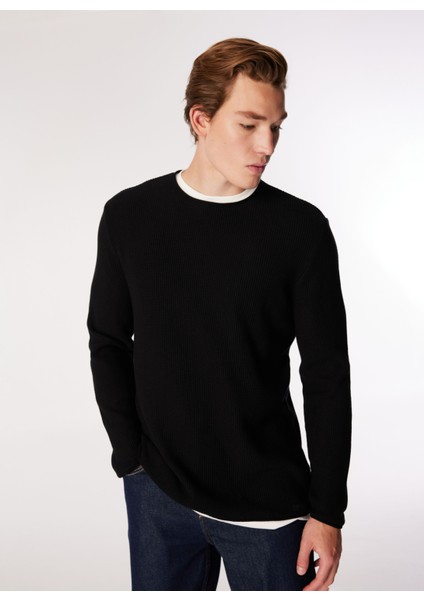 Bisiklet Yaka Basic Düz Siyah Erkek Kazak J4WM-KZK4300 indirimleri