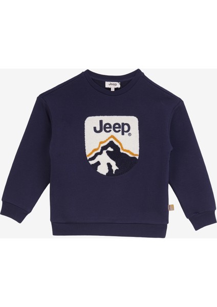 Nakışlı Erkek Lacivert Sweatshırt J4WB-SWT7776