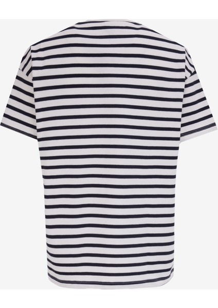 Bisiklet Yaka Çizgili Lacivert - Beyaz Kadın T-Shirt C4WL-TST4010 fiyatları